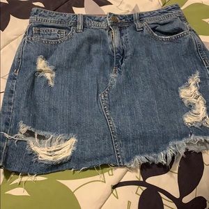Denim ripped jean skirt
